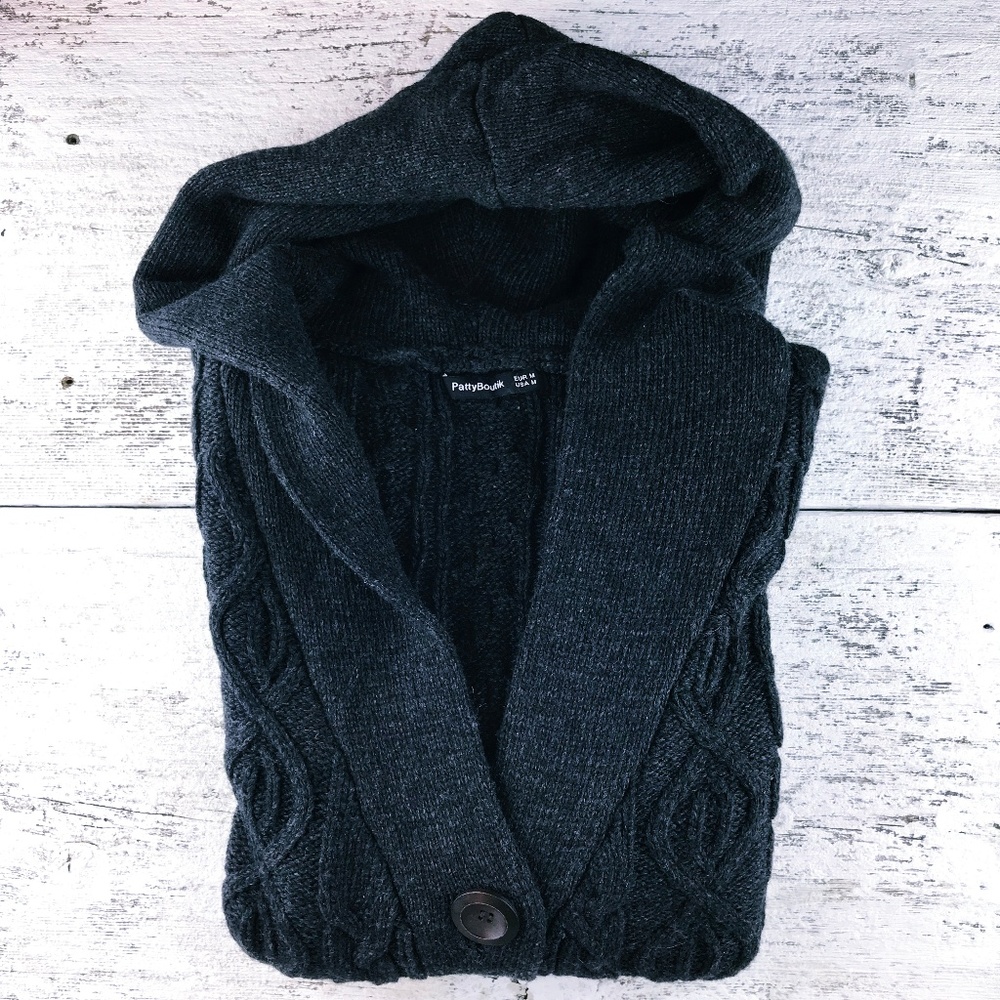 Patty Boutik ~ Cable Knit Sweater with Hood